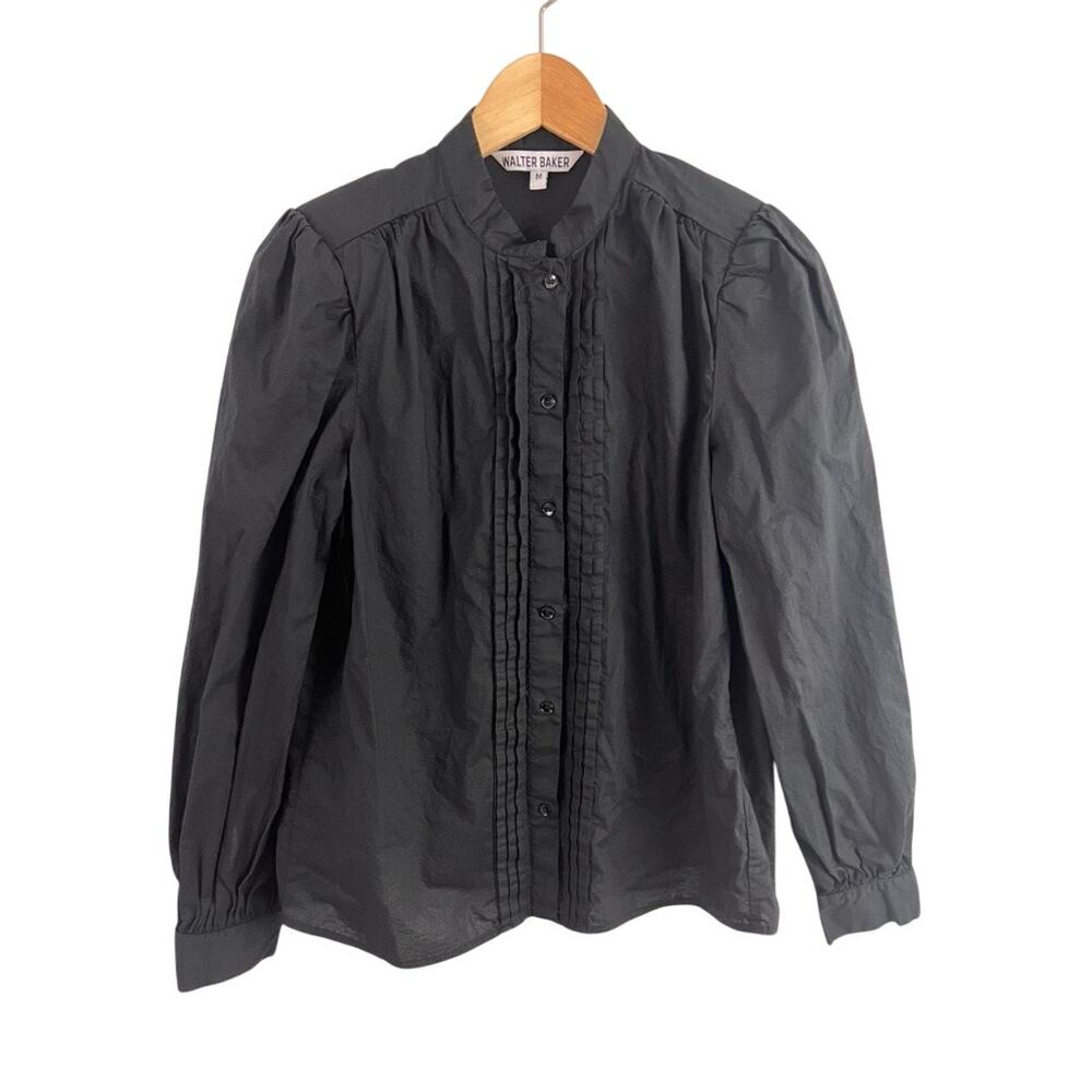 Walter Baker Black Button Front Shirt Cotton Women Size Medium